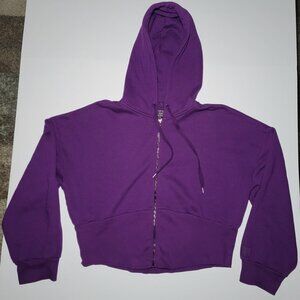 Victorias Secret Womens Purple Corset Cropped Full Zipped Hooded Jacket Size XXL